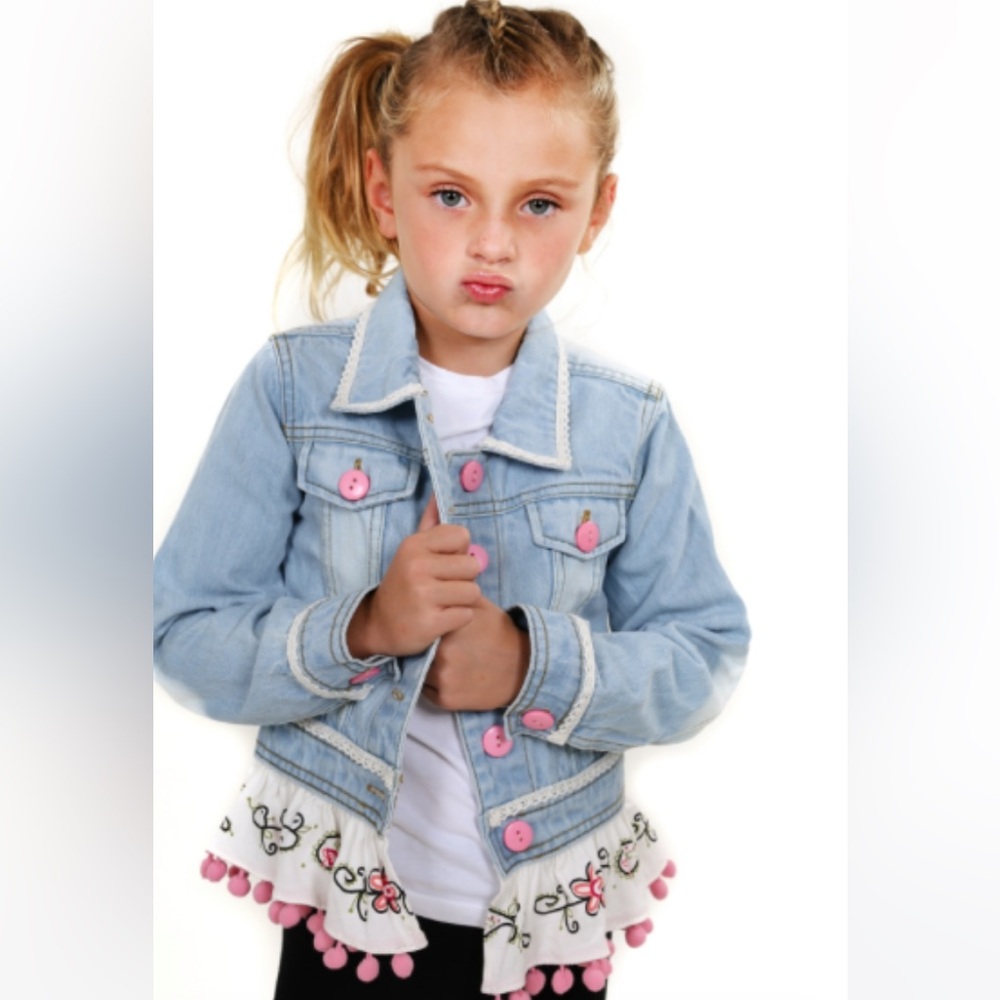 Jelly the Pug folk art collection jean jacket size 3